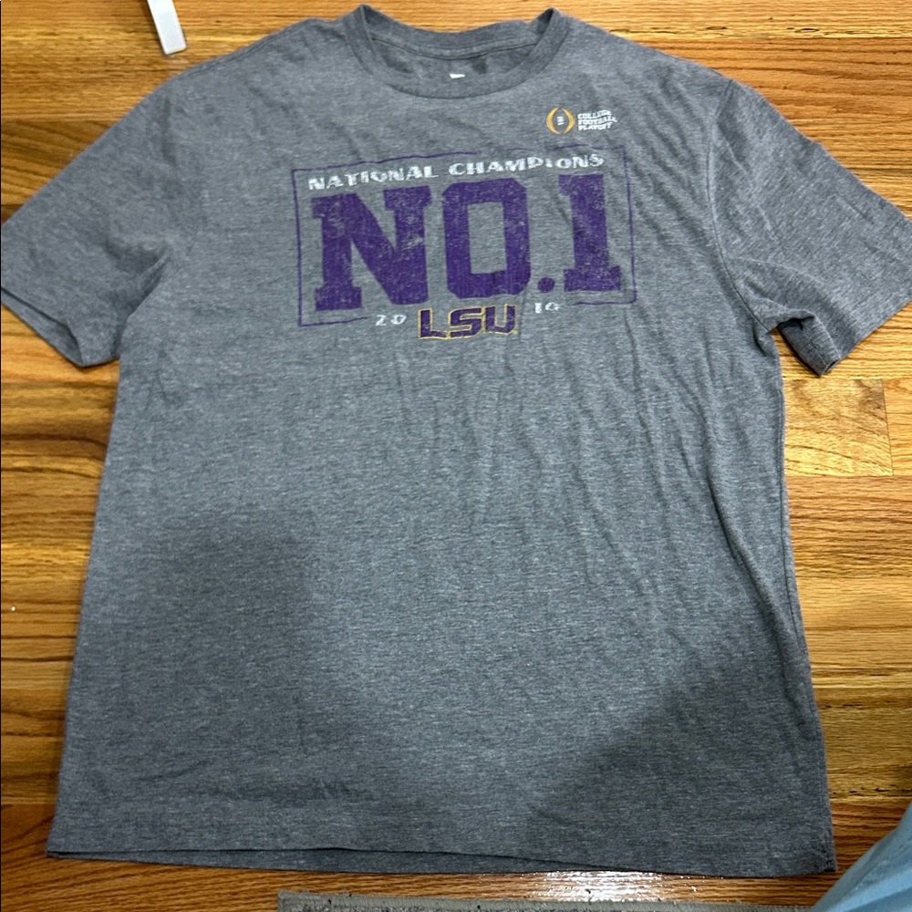 Fanatics Gray LSU National Champions Tee